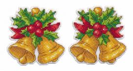 Kalėdinis siuvinėjimo rinkinys „Varpeliai“ su plastikine kanva 8.4x8.4 cm