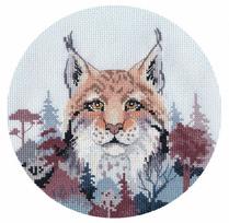 Siuvinėjimo rinkinys kryželiu „Lūšis“ 15x14 cm, Aida 16 ct, mėlynas