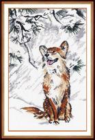 Kryželiu siuvinėjimo rinkinys Pirmasis sniegas, 27x39 cm, 16 ct, 15 sp.