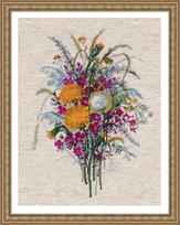 Premium lininės drobės siuvinėjimo rinkinys „Vasaros gėlės“ 22x30 cm