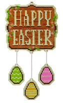 Žavinga deimantinė mozaika: velykinis medinis pakabukas Happy Easter