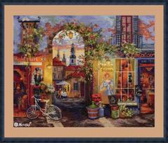 Merejka kryželiu siuvinėjimo rinkinys Prancūziška kavinė 31×39 cm