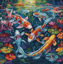 Siuvinėjimo rinkinys kryželiu „Akvariumas“ 25×26 cm – ryškus motyvas