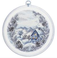 Siuvinėjimo kryželiu rinkinys su lankeliu „Žiema“ 17x17 cm, puiki dovana
