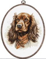 Luca-S siuvinėjimo kryželiu rinkinys su lankeliu „Kokerspanielis“ 16×16 cm