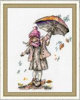 Siuvinėjimo rinkinys Lietus, 16×11.5 cm – žavingas mini paveikslas