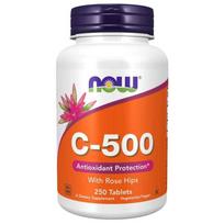 Now Foods Vitaminas C-500 su erškėtuogėmis - 250 tablečių