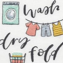 Kryželiu siuvinėjimo rinkinys „Wash Dry Fold“ skalbyklos dekorui