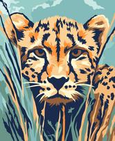 Tapyba pagal numerius – Medžiojantis leopardas, 16.5×13 cm (mini)