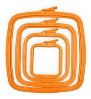 Tvirtas plastikinis stačiakampis siuvinėjimo lankelis 19.5x22 cm, oranžinis