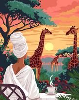 Tapyba pagal numerius: Pusryčiai Afrikoje, 40x50 cm rinkinys suaugusiems
