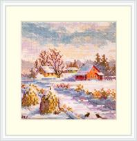 Žiemos motyvo kryželių siuvinėjimo rinkinys 11,5×11,5 cm dovanai