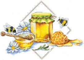 Kryželiu siuvinėjimo rinkinys „Bitės ir medus“ 27×20 cm – puiki dovana