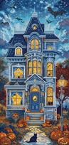 Išskirtinis Letistitch kryželiu siuvinėjimo rinkinys Haunt Manor, 19×39 cm
