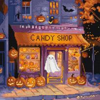 Kryželiu siuvinėjimo rinkinys „Pumpkin Lane“, 21×21 cm, moliūgų tema