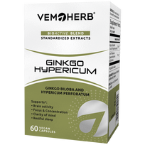 VemoHerb Ginkgo Hypericum (Ginkmedžio lapų ekstrakto ir jonažolės ekstrakto junginys) 60 kaps.