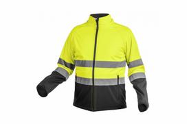 Augstas redzamības softshell jaka vīriešiem, EXTER, HT5K335-3XL, dzeltena 3XL (58), ūdensizturība 2000 mm, elpojoša, ar kabatām.