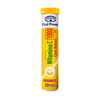 VITAL POWER VITAMINAS C 1000MG SU CINKU IR RUTINU, 20 šnypščiųjų tablečių