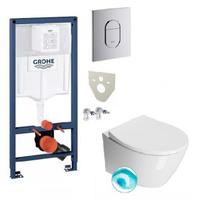 Grohe potinkinis wc rėmas su chromo spalvos mygtuku + GSI Modo pakabinamas wc su SWIRLFLUSH® nuplovimo sistema