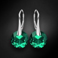 Sidabriniai auskarai moterims DiamondSky „Marianne (Emerald)“ su Swarovski kristalais