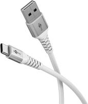 Goobay USB-C to USB-A Supersoft Textile Cable with Metal Plugs, 1 m, white