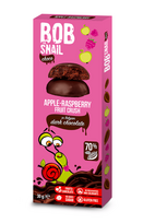 Bob Snail Choco obuolių ir aviečių užkandis su juoduoju šokoladu - 30 g