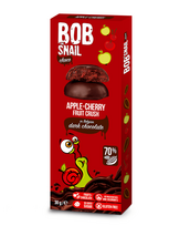 Bob Snail Choco obuolių ir vyšnių užkandis su juoduoju šokoladu - 30 g