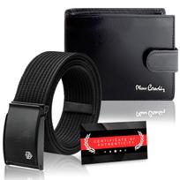 Dovanų rinkinys vyrams: odinė piniginė Pierre Cardin RFID ir diržas Stevens A6088206