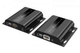 DIGITUS HDMI IP Extender Set 4K/60Hz 120/200 m PoE One-to-Many CAT Black