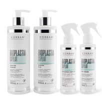 KORBAN Bioplastia Capilar rinkinys: šampūnas, kaukė, drėkinamasis kompleksas, serumas 2 x 100 ml, 2 x 60 ml / 2 x 500 ml, 2 x 190 ml