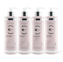 KORBAN K-Protein rinkinys plaukų atstatymui ir drėkinimui 4 x 480 ml - Clarifying Shampoo (Nr. 1), Cuticle Sealer (Nr. 2), Extreme Reconstructor (Nr. 3), Intense Hydrator (Nr. 4)