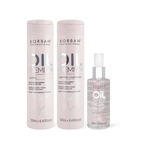 KORBAN Oil Premium rinkinys: šampūnas, kondicionierius, serumas 2 x 250 ml, 60 ml