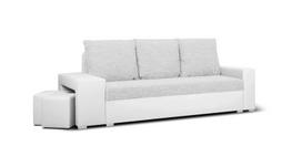 Sofa su pufais Bellezza Milo1, šviesiai pilka/balta