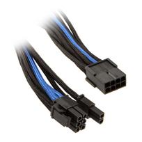 Turime | SilverStone PCI-8-Pin zu PCIe-6+2-Pin Kabel, 250mm - schwarz/blau | ITwork sandėlyje!