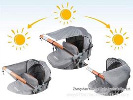 Universali UV spinduliams atspari vežimėlio apsauga nuo saulės - Dvišonė apsauga nuo saulės Gray Sunshade
