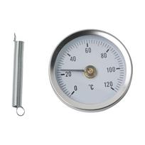 1 vnt. 0-120℃ vamzdyno termometras 6,3*6,3*1cm nerūdijančio plieno prisegamas vamzdžio spyruoklinis termometras namams, pramonei, židiniui, krosnelei 1PC