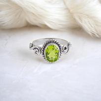 Peridoto brangakmenis 925 prabos sidabro papuošalai rankų darbo boho žiedas moterims dovana RR-14-4 4