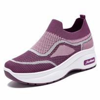 Kvėpuojantys moteriški laisvalaikio batai su tinkleliu ir „Fly-Knit“ technologija, su storais, minkštais padais patogiam ūgio padidinimui 37 gray