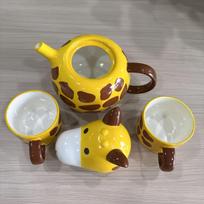 1 rinkinys 17oz/500ml kūrybiškas žirafos keramikinis arbatinukas su 2 puodelių rinkiniu, rankomis tapytas porcelianinis arbatinuko rinkinys kavai, latte, pieno arbatoms, gėlių, vaisių arbatoms, Giraffe Set