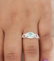 Aqua Chalcedony Gemstone 925 Sterling Silver Jewelry Ring Gift For Girlfriend CZR-6-13 4
