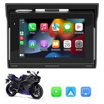 5 colių motociklo radijas, GPS navigacija, Carplay, Android auto, IP65 atsparus vandeniui juoda
