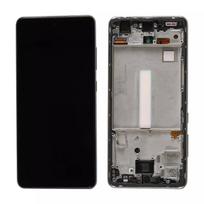 Ekranas Samsung A525 A52 4G/A526 A52 5G su lietimui jautriu stikliuku ir rėmeliu juodas OLED (real size)