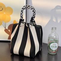 Korean & Japanese Knitted Tote Bag: Portable, Large-Capacity Commuter & Outing Square Bag With Ring Buckle