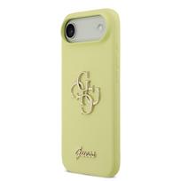 Guess Liquid Silicone 4G Metal Logo dėklas skirtas Apple iPhone 17 Air geltonos spalvos