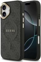 Guess PU Leather 4G Gold Frame MagSafe dėklas skirtas Apple iPhone 17 juodos spalvos