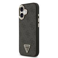 Guess PU Leather 4G Triangle Logo Gold Frame MagSafe dėklas skirtas Apple iPhone 17 juodos spalvos