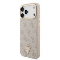 Guess PU Leather 4G Triangle Logo Gold Frame MagSafe dėklas skirtas Apple iPhone 17 Pro Max rožinės spalvos