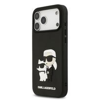 Karl Lagerfeld 3D Rubber Karl and Choupette dėklas skirtas Apple iPhone 17 Pro Max juodos spalvos