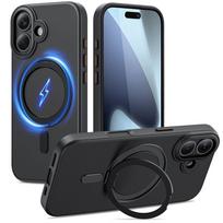 Juodas matinis dėklas/stovas "Tech-Protect Magring Magsafe" telefonui iPhone 17