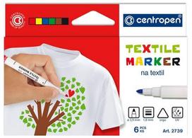 Flomasteriai tekstilei CENTROPEN, 6 spalvos